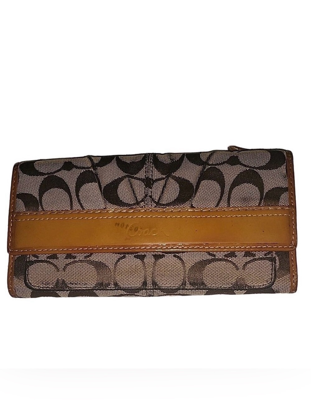 Coach Signature Canvas Wallet in Brown and Tan